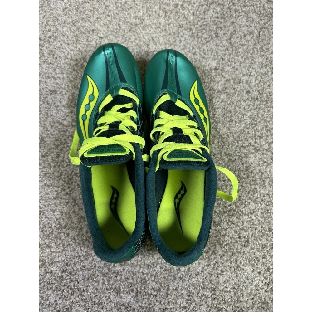 Saucony Spit Fire‎ Track Running Shoes Green Yellow  Womens US Size 9